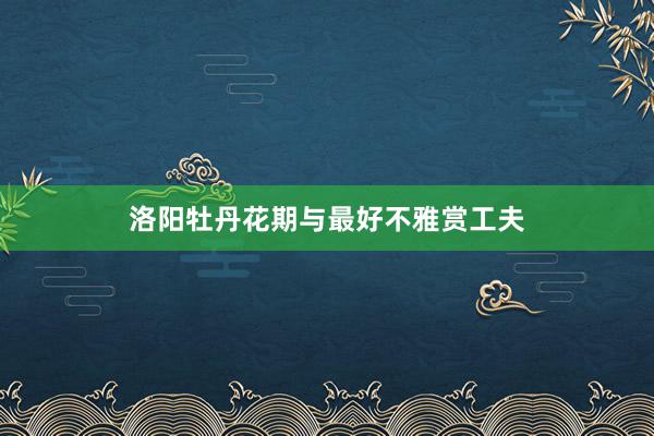 洛阳牡丹花期与最好不雅赏工夫